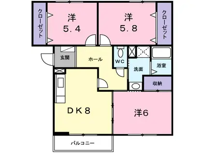 シャンパーニュ・ハヤシ(3DK/2階)の間取り写真