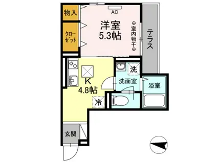 ラ・ヴィレッタ茅ヶ崎(1DK/2階)の間取り写真