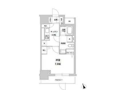 KANZE SHIBAURA RESIDENCE カンゼ芝浦レジデンス(1K/2階)の間取り写真