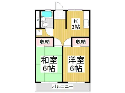 こまくさレジデンス(2K/3階)の間取り写真