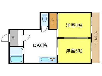 ニッコープラザ平野(2LDK/3階)の間取り写真