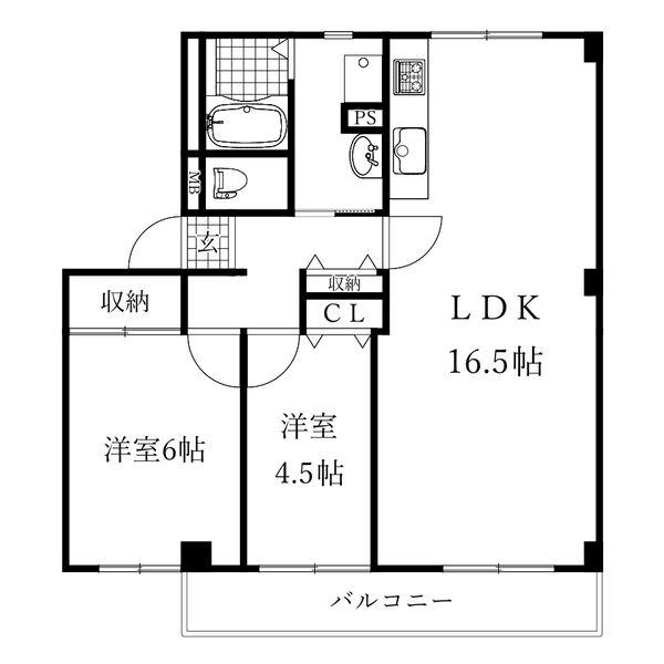 フィレンツェ一宮北(2LDK/3階)の間取り写真