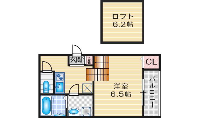 ハーモニーテラス外山(1SK/2階)の間取り写真