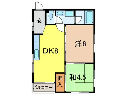 JUN芦屋(2DK/2階)の間取り写真