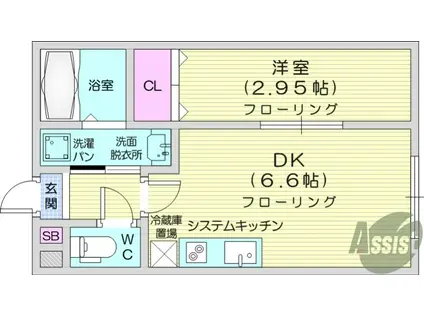 カーサミーア仙台Ⅰ(1DK/1階)の間取り写真