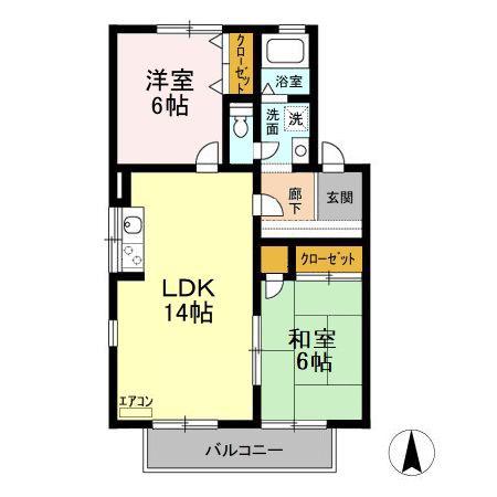 モダンタイムス III(2LDK/2階)の間取り写真