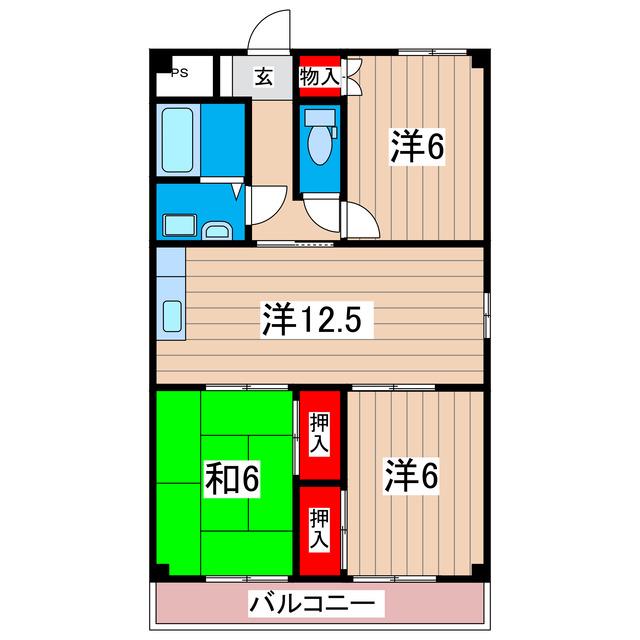 ルーブル日立(3LDK/3階)の間取り写真