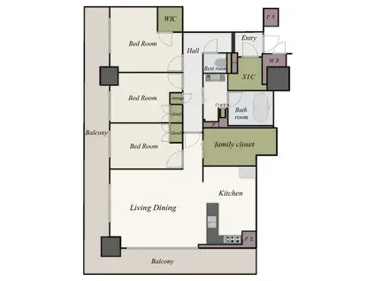 リビオタワー大分(3LDK/7階)の間取り写真