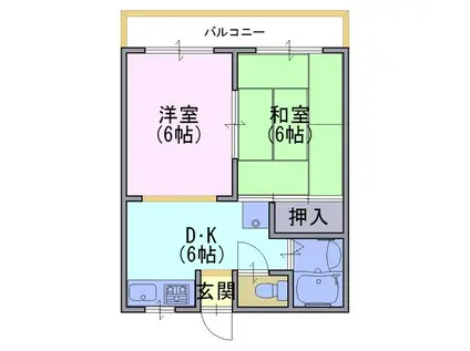 プルミエールハイツ1(2DK/1階)の間取り写真