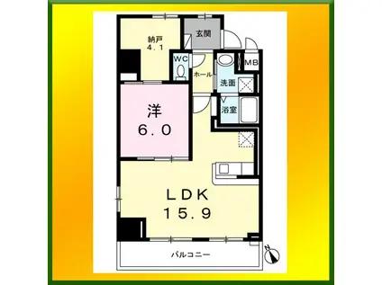 ウエスト GROVE(1LDK/2階)の間取り写真