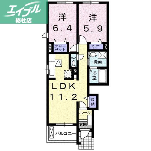 リトルツリーフィールド(2LDK/1階)の間取り写真