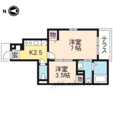フォレストコート2(2K/1階)の間取り写真