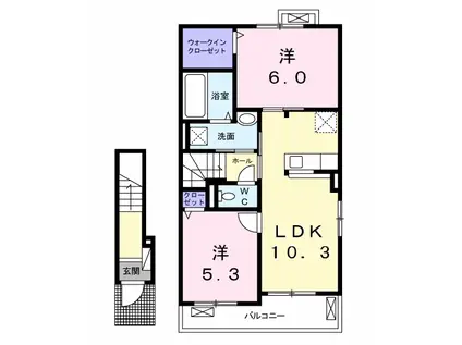 アンジュ レーヴ I(2LDK/2階)の間取り写真