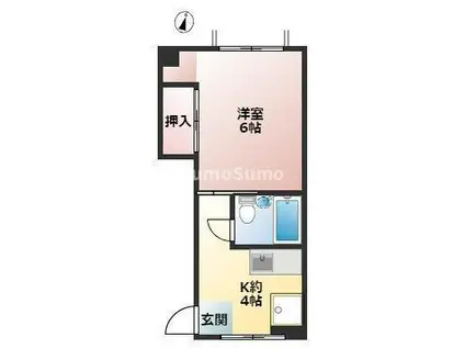 加野ハイツ(1K/3階)の間取り写真