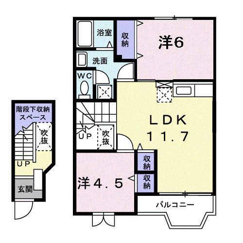 クレストール諏訪前(2LDK/2階)の間取り写真