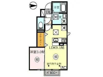 キキョウK.T(1LDK/1階)の間取り写真