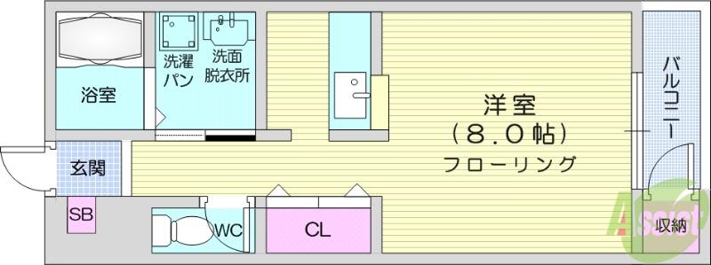カーサ新栄(1K/1階)の間取り写真