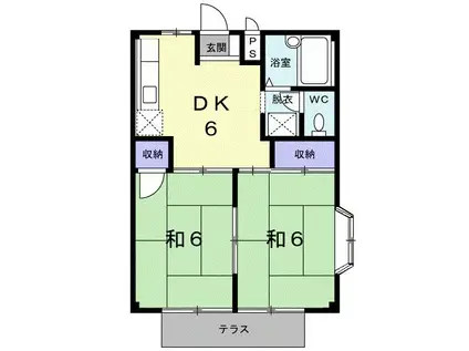 メゾンパールA棟(2DK/1階)の間取り写真