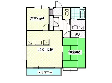 ウインディ鶴ヶ谷(2LDK/2階)の間取り写真