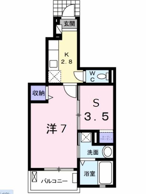 プラセール宝塚I(1SK/1階)の間取り写真