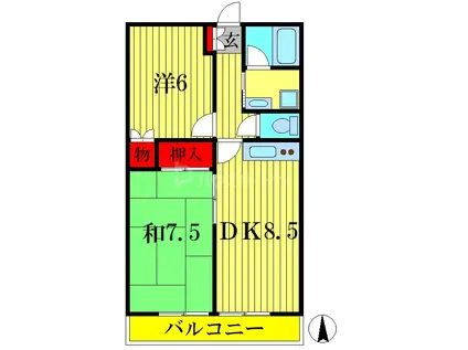 コーポふじよし(2DK/2階)の間取り写真