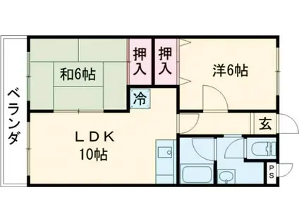 ジョイアカンサイ(2LDK/3階)の間取り写真