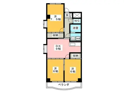 ソシエ2002(3DK/3階)の間取り写真