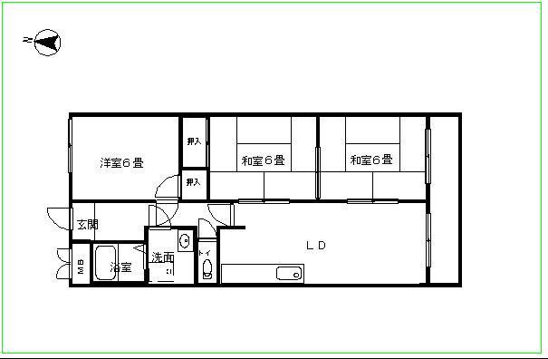 永信マンション(3LDK/2階)の間取り写真