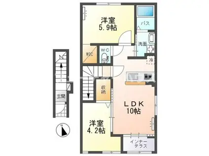 PATRIE(2LDK/2階)の間取り写真