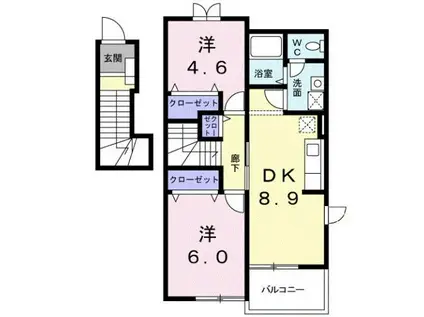 ムーラン・ルージュI(2DK/2階)の間取り写真