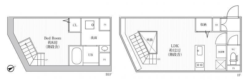 LEGALAND中目黒(1LDK/1階)の間取り写真