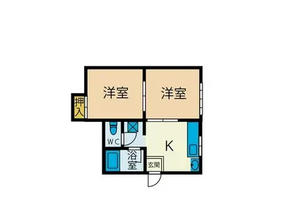 オノザワハイツ(2K/2階)の間取り写真