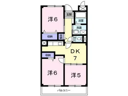 シャルマン今宿(3DK/2階)の間取り写真