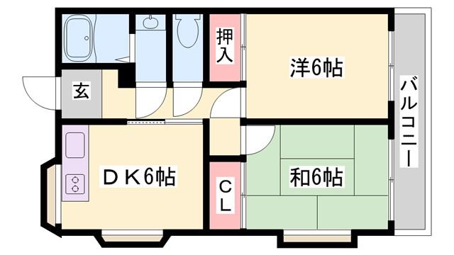 サンハイツ中本町(2DK/1階)の間取り写真