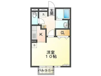 エクレール(1K/1階)の間取り写真