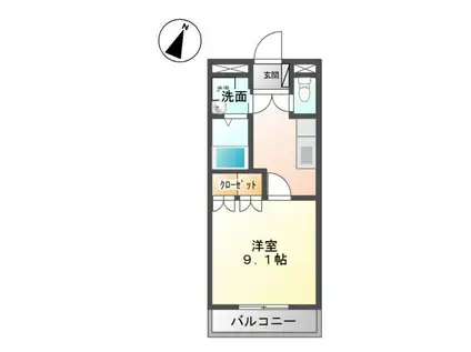ヴィルコート(1K/1階)の間取り写真