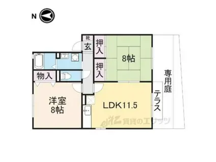 ソシアA棟B棟(2LDK/1階)の間取り写真