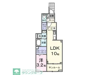 カーサ・プリ―ト(1LDK/1階)の間取り写真