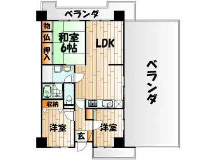 フローラルマンション藤松(3LDK/5階)の間取り写真