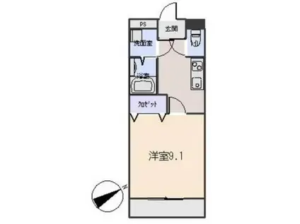 リバーサイド鳥居(1K/1階)の間取り写真