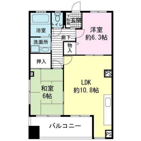 RYU-OWマンション(2LDK/2階)の間取り写真