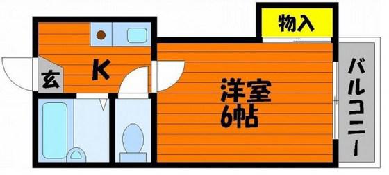 BRUNO浜1(1K/1階)の間取り写真