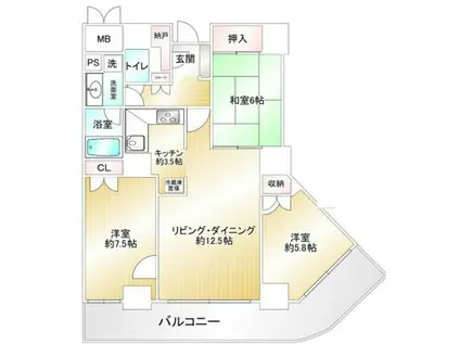 パークタワー台原(3LDK/7階)の間取り写真