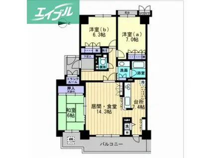 サーパスシティ大供(3LDK/12階)の間取り写真