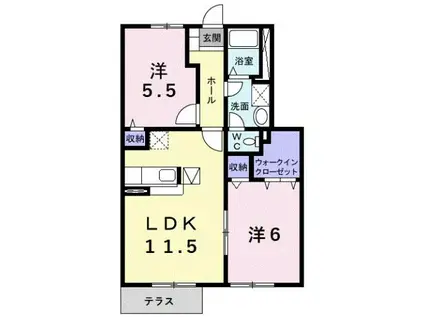 マ-ヴェラスI(2LDK/1階)の間取り写真