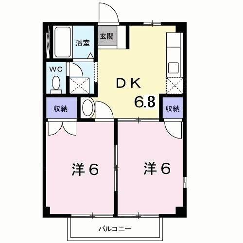 ニューシティ白山A(2DK/1階)の間取り写真