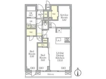 アジールコート都立大学(2SLDK/2階)の間取り写真