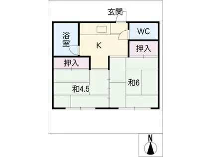 第2上中荘(2K/1階)の間取り写真