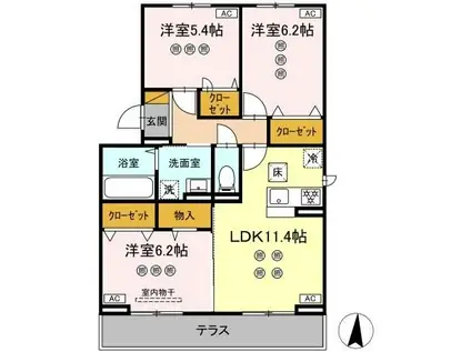 サリサ.J(3LDK/1階)の間取り写真