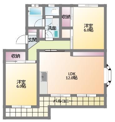 第3田畑ハイツ(2LDK/2階)の間取り写真